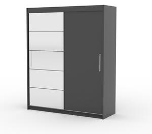Šatní skříň se zrcadlem 180 cm HAMLIA - šedá