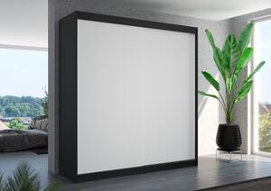 Šatní skříň s posuvnými dveřmi 200 cm HAVRIS - černá / bílá