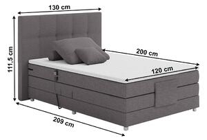 KONDELA Elektrická polohovací postel, boxspring, šedá, 120x200, MURKO NEW