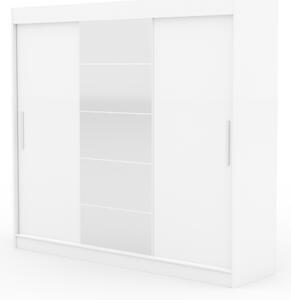 Šatní skříň se zrcadlem 235 cm FARA - bílá