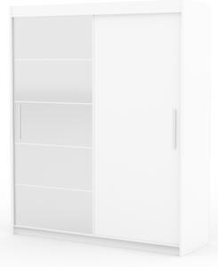 Šatní skříň se zrcadlem 180 cm HAMLIA - bílá
