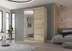 Šatní skříň se zrcadlem 150 cm HAMLIA - dub sonoma