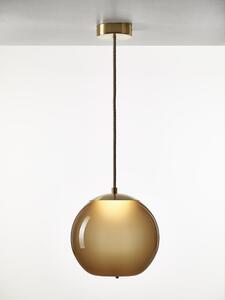 Brokis Designové LED závěsné svítidlo Knot Sfera PC1016 Barva skla: Šedá kouřová - transparentní sklo, Povrchová úprava baldachýnu: Mosaz, Povrch reflektoru: Mosaz