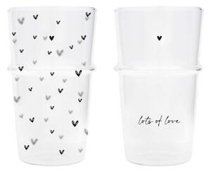 Skleněná sklenice na latte Bastion Collections Hearts & lots of love 18x8,5cm,objem 400ml, 2 druhy (cena za ks)