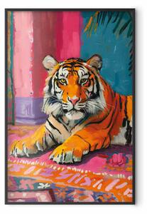 Plakát Lying Tiger - A Painterly and Colorful Composition With an Animal