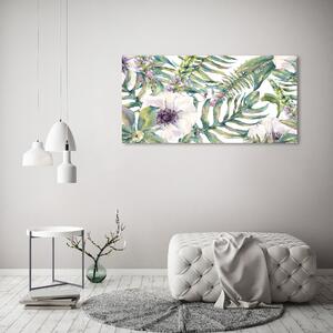 Moderní skleněný obraz z fotografie Kapradina a květiny osh-115513944
