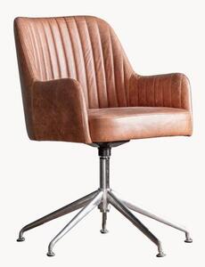 Otočná kožená židle s područkami Curie