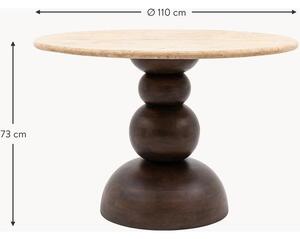 Kulatý jídelní stůl s travertinovou deskou Sculpt, Ø 110 cm
