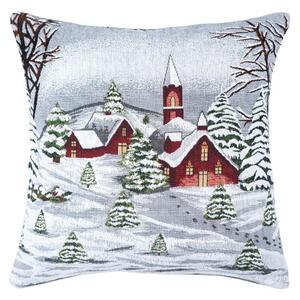Povlak MOTIV polární vesnička bíločervená 45 x 45 cm