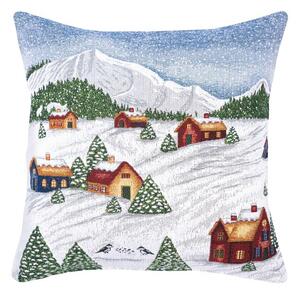 Povlak MOTIV horské chaty bíločervená 45 x 45 cm