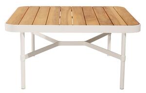 Mindo Konferenční stolek Mindo 100, čtvercový 83,5x83,5x40 cm, rám lakovaný hliník Off White, deska teak