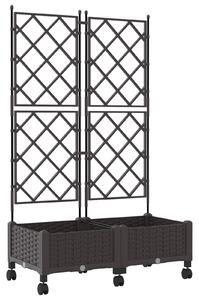 Zahradní truhlík s treláží a koly 2 ks Hnědá 80 x 40 x 131,5 cm
