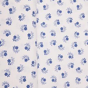 Tegatex Folklorní látka metráž -modré květy na bílém
