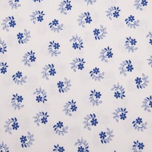 Tegatex Folklorní látka metráž -modré květy na bílém
