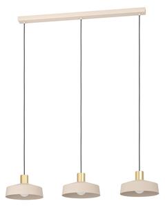 Eglo 900431 VALDIOLA - Závěsné kovové svítidlo v pískové barvě nad jídelní stůl, 3 x E27, 93cm (Závěsný trojramenný lustr do kuchyně s mosazným prvkem)