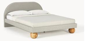 Čalouněná postel s kulovými nohami z dubového dřeva Rena