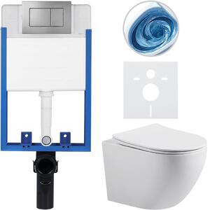 Kompletní WC set Profi/Cesso - bílá lesklá - WC tlačítko Classic/Tmavě šedá - pro zazdění - 49x36 cm - 020988