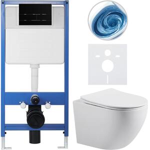 Kompletní WC set Profi/Cesso - bílá lesklá - WC tlačítko Line/Černá lesklá - předstěnová instalace - 49x36 cm - 8050BD84359