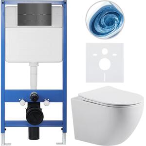 Kompletní WC set Profi/Cesso - bílá lesklá - WC tlačítko Line. tmavě šedá - předstěnová instalace - 49x36 cm