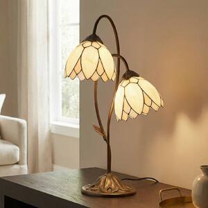 Clayre&Eef Stolní lampa v Tiffany stylu Liliana, 2zdrojová, Hnědá / rez, Obývací pokoj / jídelna, Sklo, Tiffany