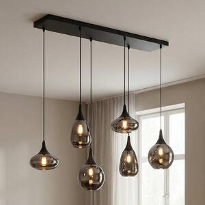 Trio Lighting Závěsné svítidlo Lumina, 6 světel, černá/chrom, sklo, stmívatelný, Černá, Obývací pokoj / jídelna, Sklo