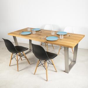 Jídelní stůl s rovnou hranou a zkosenou nerezovou podnoží Odstín nátěru: olej - bezbarvý, Velikost desky: 160x90 cm