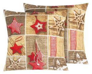 Bellatex Povláček bavlněný vánoce 2ks 40x40 cm Patchwork Hnědá,Červená