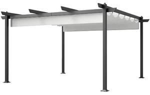 Outsunny Pergola Altán 4x4m s Odtahovací Odolnou Střechou, Hliníková Konstrukce, Pergola pro Zahradu, Terasu, Balkon, Verandu, Patio, Bazén a Venku, B