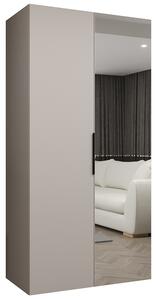 Šatní skříň se zrcadlem MARBELLA 2, otočné dveře, tyč, 100×202×52, kašmír / černé