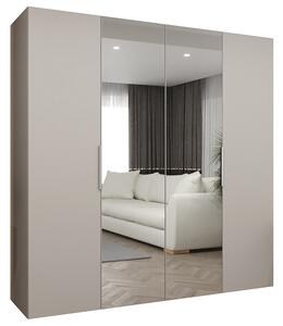 Šatní skříň se zrcadlem MARBELLA 2, otočné dveře, tyč, 200×202×52, kašmír / kašmírové