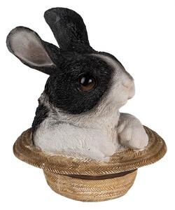 Dekorativní soška králíka v klobouku – 12x12x14 cm