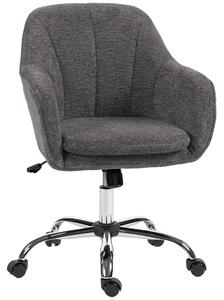HOMCOM ergonomická kancelářská židle z jemného flanelu — otočná, výškově nastavitelná, prohnuté čalounění, houpací funkce, šedá | Aosom