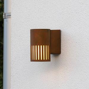 Konstsmide Venkovní nástěnné svítidlo Pistoia, barva rez, výška 17 cm, kov, IP54, stmívatelný, Hnědá / rez, Hliník