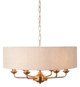 Endon 110722 - Lustr na řetězu HIGHCLERE 6xE14/40W/230V béžová/mosaz pr. 55 cm