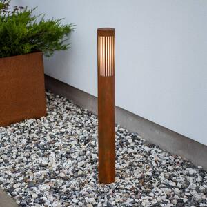 Konstsmide Oslňující osvětlení cesty Pistoia, barva rez, výška 95 cm, kov, IP54, stmívatelný, Hnědá / rez, Hliník