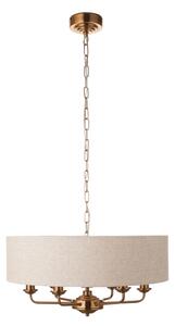 Endon 110722 - Lustr na řetězu HIGHCLERE 6xE14/40W/230V béžová/mosaz pr. 55 cm