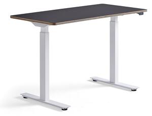 AJ Produkty Výškově nastavitelný stůl NOVUS, 1200x600 mm, bílá podnož, černá deska