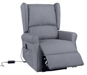 TV křeslo ušák STILO PLUS s elektrickým polohováním — látka, šedá, nosnost 130 kg