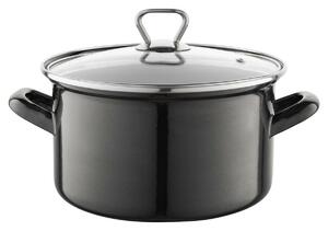 Smaltovaný hrnec s poklicí 3,3 l, černá