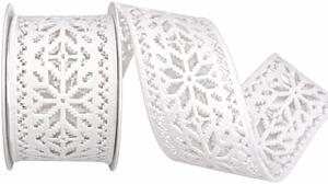 Vánoční stuha vysekávaná WHITE DECO filcová bílá 60mm x 3m