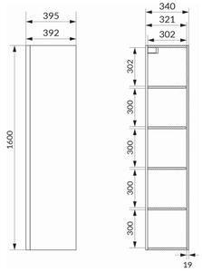 Cersanit Moduo Skříňka vysoká 40 cm, antracit S590-070-DSM