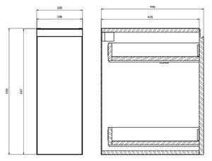 Cersanit Moduo Skříňka spodní pod desku 20 cm, antracit S590-118