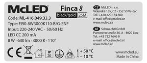 McLED Finca 8 ML-416.049.33.3 Stropní LED osvětlení 9 cm, černá/zlatá