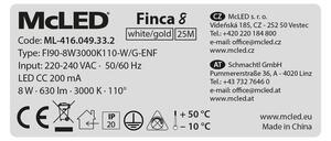McLED Finca 8 ML-416.049.33.2 Stropní LED osvětlení 9 cm, bílá/zlatá