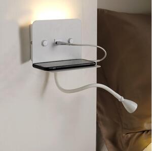 ONLI - LED Flexibilní lampička s policí a USB nabíjením PLAK LED/5W/230V bílá