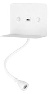 ONLI - LED Flexibilní lampička s policí a USB nabíjením PLAK LED/5W/230V bílá