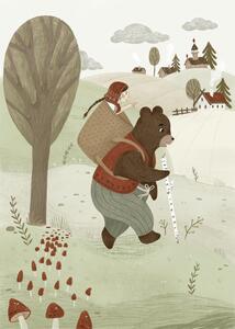 Ilustrace Mascha and bear, Anna Lunak, (30 x 40 cm)