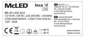 McLED Inca 18 ML-411.237.32.0 Nástěnné, stropní LED osvětlení 28 cm, bílá