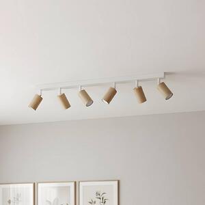 Luminex Stropní bodové světlo Nisse, bílé, délka 90 cm, 5 ramen, dřevo/kov, stmívatelný, Bílá / opál, Obývací pokoj / jídelna, Dřevo, Stropní svítidlo