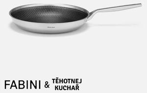 Fabini Pánev FABINI & Těhotnej kuchař 2.0, ø 30 cm - Nerezová beznýtová pánev s hybridním keramickým povrchem z vícevrstvé nerezové oceli bez poklice